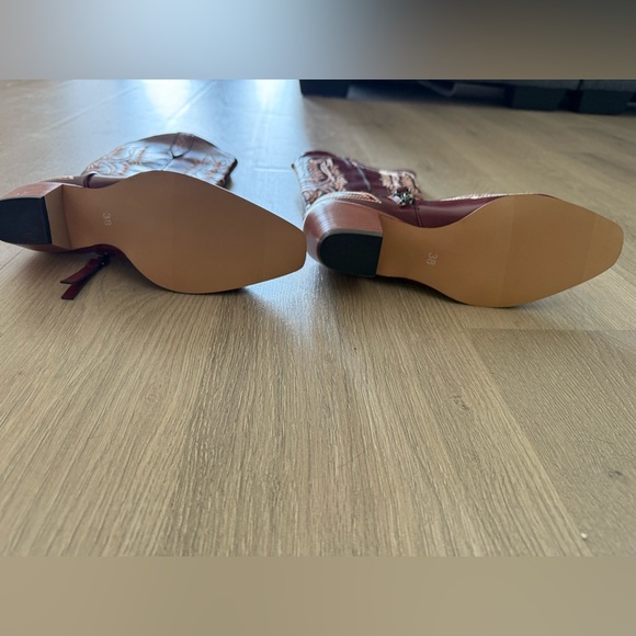 Women's Western Cowboy Boots - Burgundy - Picture 3 of 3